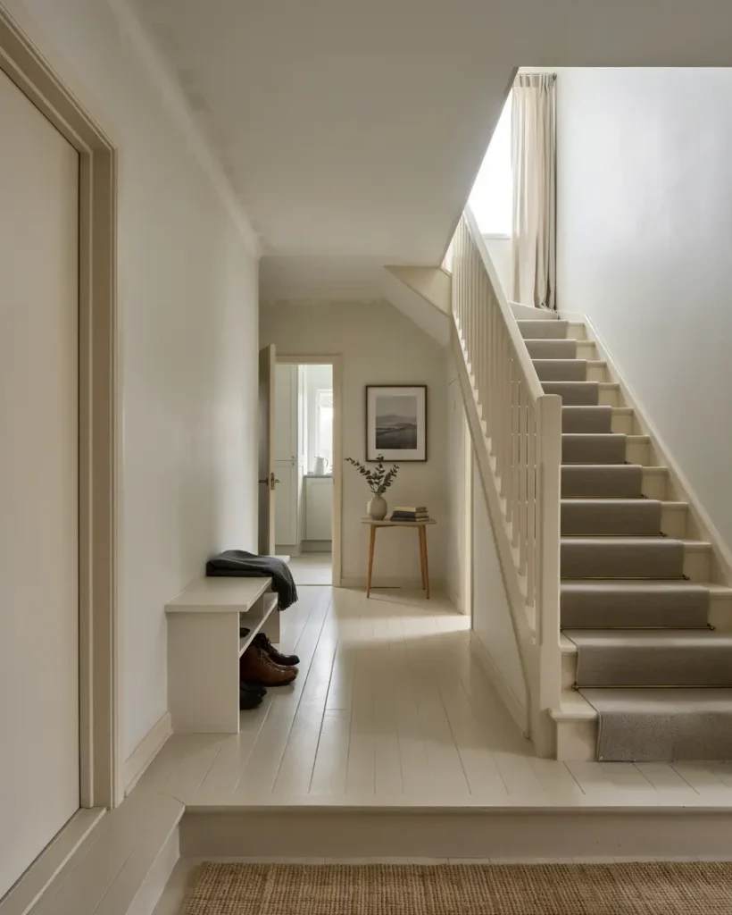 m lning av hall och trapphus i villa i rentuna